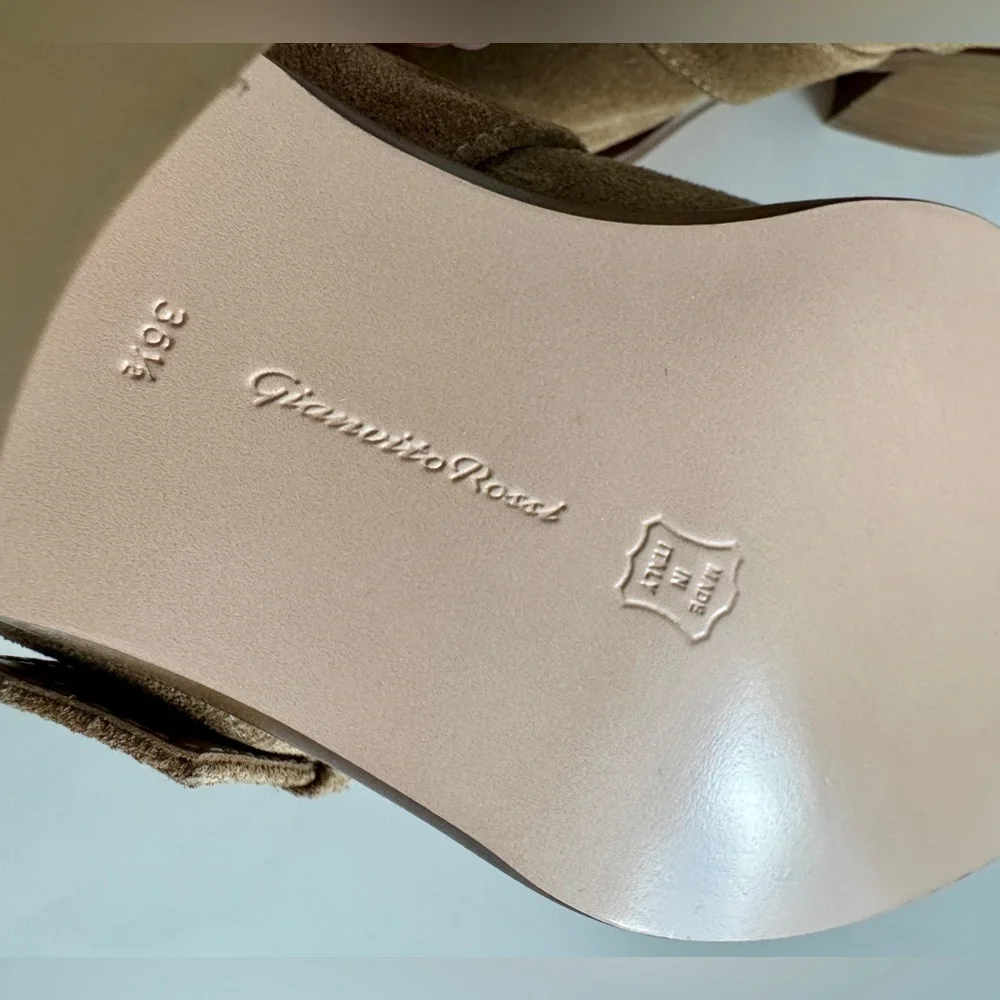 Gianvito Rossi *NEW* Suede Buckle Leather Booties- Size 36.5/ US 6.5 - Picture 7 of 12